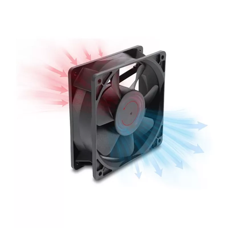Delock Wentylator osiowy 48V DC, 120x120x38mm, 4-Pin PWM, łożysko kulkowe, 3000 RPM, 170 m³/h, Czarny