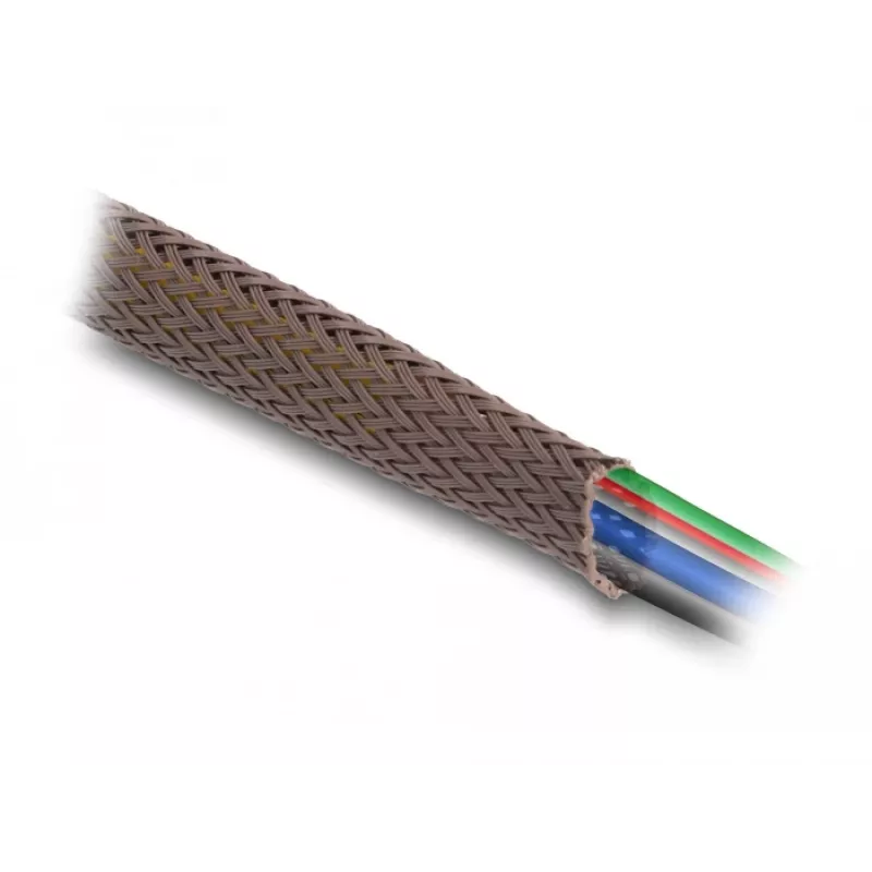 Rękaw do zarządzania kablami Delock, 12 mm, pleciony, odporny na gryzonie, rozciągliwy, 5 m, brązowy