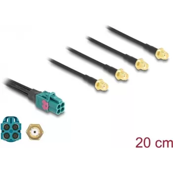 Kabel Delock Mini FAKRA Z żeński Quad do 4 x SMA męski 0,2 m RG-174 90283