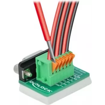 Adapter Delock D-Sub 9 żeński na 6-pinowy blok zaciskowy ze śrubami motylkowymi i przyciskiem 66556