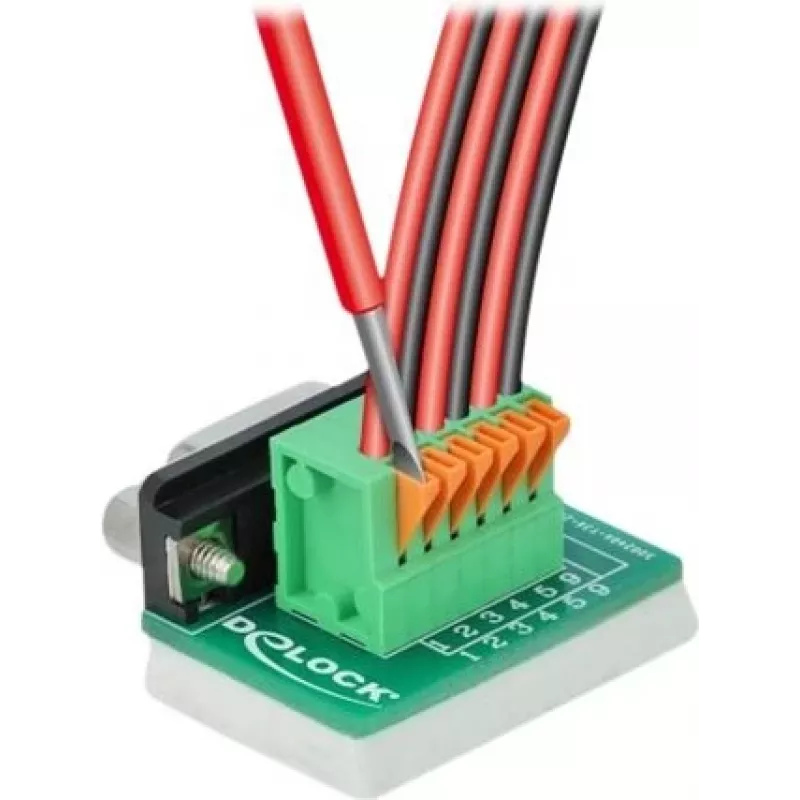 Adapter Delock D-Sub 9 żeński na 6-pinowy blok zaciskowy ze śrubami motylkowymi i przyciskiem 66556
