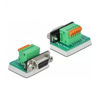 Adapter Delock D-Sub 9 żeński na 6-pinowy blok zaciskowy ze śrubami motylkowymi i przyciskiem 66556
