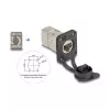 Delock D-Type RJ45 Panel Mount Jack Cat.6A STP z zaciskiem LSA i osłoną IP66