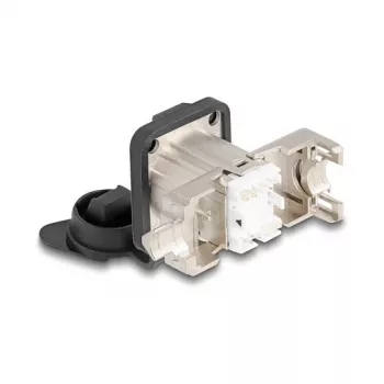 Delock D-Type RJ45 Panel Mount Jack Cat.6A STP z zaciskiem LSA i osłoną IP66