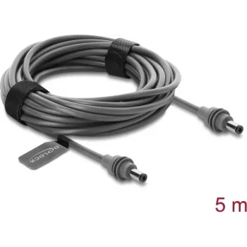Kabel Delock DC 5,5 x 2,1 mm na DC 5,5 x 2,1 mm kompatybilny ze Starlink Mini, 5 m szary (91825)