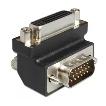 Delock DVI-I 24+5 Pin Żeński na VGA 15 Pin Męski Adapter Kątowy 90° – Czarny 65425