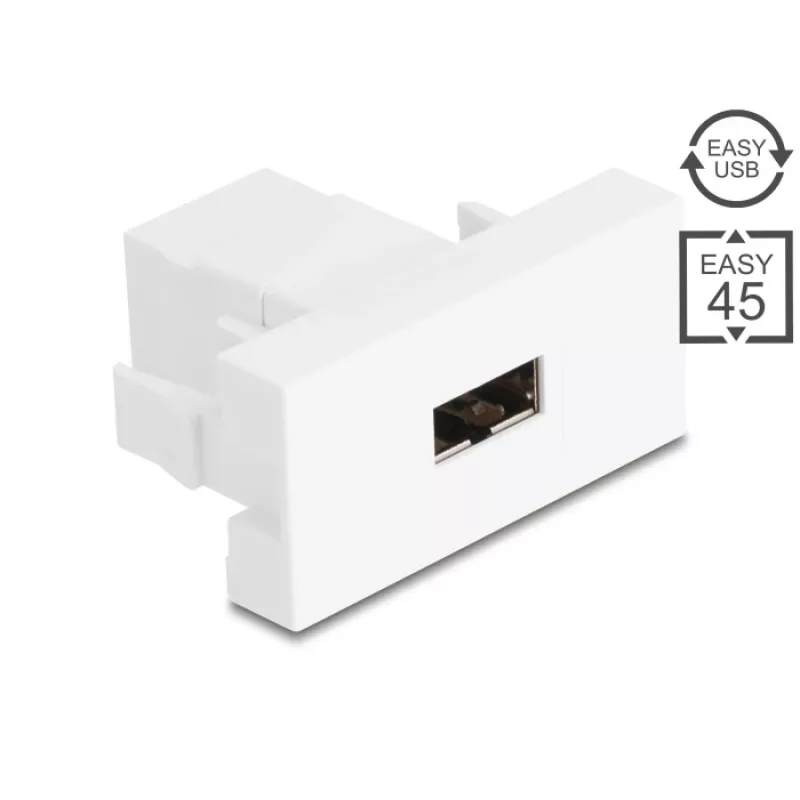 Delock Easy 45 Moduł EASY-USB 2.0 Type-A żeńskie do EASY-USB Type-A żeńskie Biały 90866