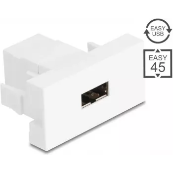Delock Easy 45 Moduł EASY-USB 2.0 Type-A żeńskie do EASY-USB Type-A żeńskie Biały 90866