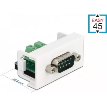 Delock Easy 45 moduł zatrzaskowy D-Sub 9-pin męski do 10-pin złącze zaciskowe, biały RAL 9003 81351