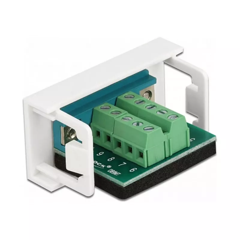 Delock Easy 45 moduł zatrzaskowy D-Sub 9-pin męski do 10-pin złącze zaciskowe, biały RAL 9003 81351