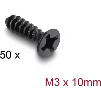 Zestaw śrub wentylatora Delock M3 x 10 mm, 50 sztuk, czarny 60986
