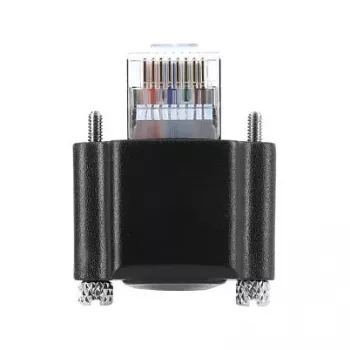 Delock Kabel do kamery GigE Złącze RJ45 90° kątowe ze śrubami, długość złącza 28 mm do złącza RJ45 Kat.6 S/FTP 5 m Czarny