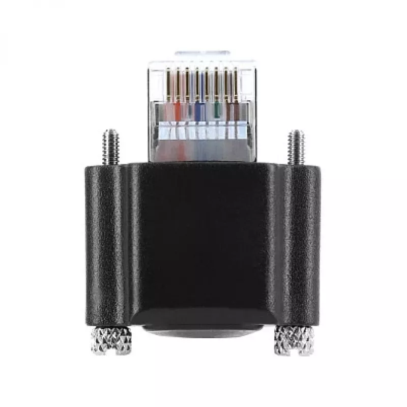 Delock Kabel do kamery GigE Złącze RJ45 90° kątowe ze śrubami, długość złącza 28 mm do złącza RJ45 Kat.6 S/FTP 5 m Czarny