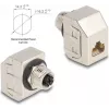 Adapter Delock M12 X-Coded 8-pin żeński na RJ45 żeński Cat.6A STP metalowy 60685