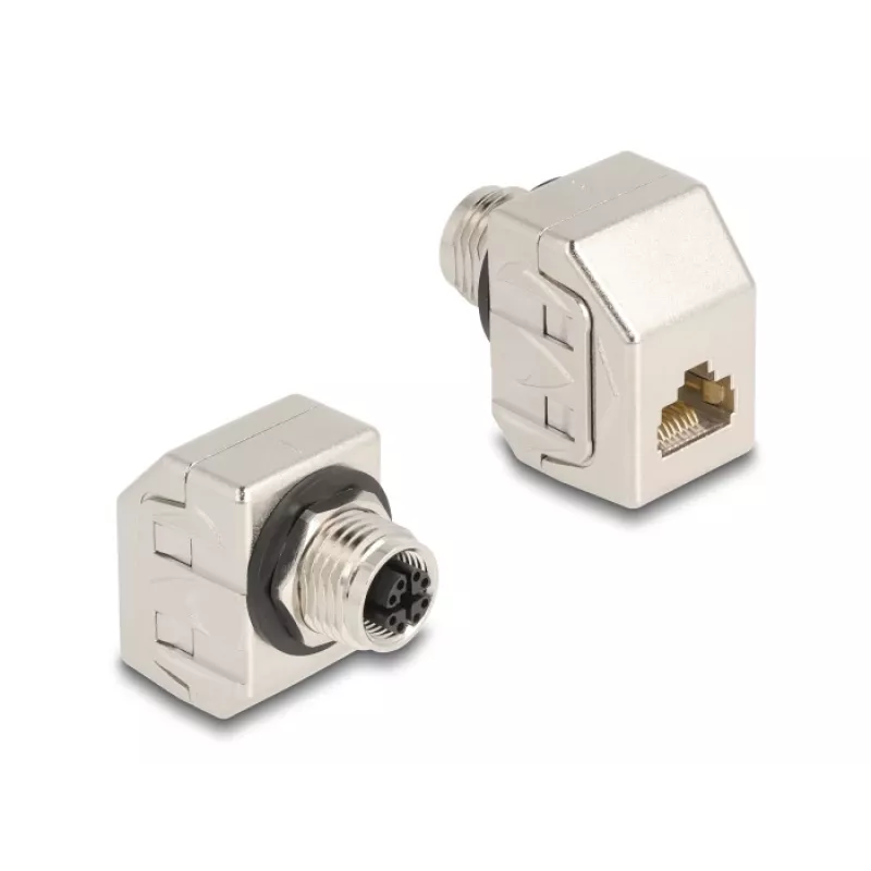 Adapter Delock M12 X-Coded 8-pin żeński na RJ45 żeński Cat.6A STP metalowy 60685