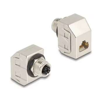 Adapter Delock M12 X-Coded 8-pin żeński na RJ45 żeński Cat.6A STP metalowy 60685