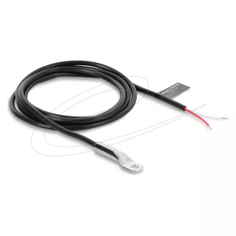 Delock M4 NTC Termistorowy czujnik temperatury z kablem, 2 otwarte końce, 10 kOhm, B25/85 3977K, 1 m, PVC, czarny