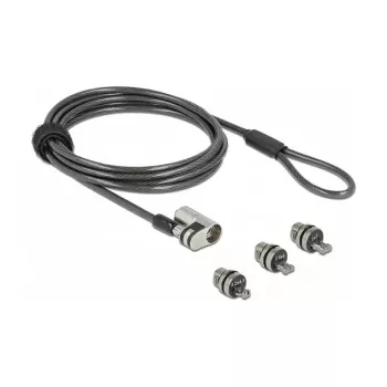 Kabel zabezpieczający do notebooka Delock Navilock z 3 głowicami blokującymi dla Kensington, Noble Wedge i Nano Slot (20676)