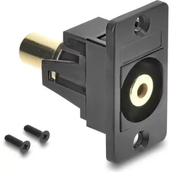 Delock Panel Mount 3,5 mm 3-pinowy złącze jack żeńskie do żeńskiego pozłacane czarne 91207