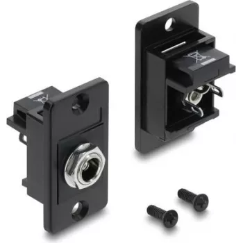 Delock Panel Mount DC Power Jack 5,5 x 2,5 mm Gniazdo żeńskie, zakończenie lutowane, czarny 91186
