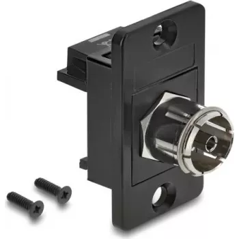 DELOCK Adapter do montażu panelowego IEC C14 męski na F-Type żeński czarny 91196