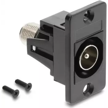 Adapter panelowy DELOCK IEC plug do F jack, czarny, 91197