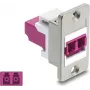 Złącze panelowe LC Duplex Delock, Multimode OM4, obudowa srebrna, fioletowe złącza 91100