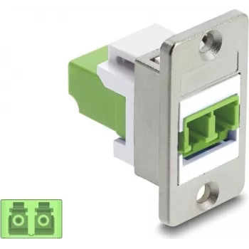 Delock złącze panelowe LC Duplex Multimode OM5 limonkowe zielone srebrny kołnierz 91105