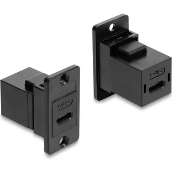 Kabel Delock do montażu panelowego USB 2.0 Type-C żeński-żeński, czarny, 0,3 m, 480 Mbps, podwójnie ekranowany 91926