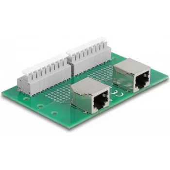 Delock RJ45 2 x żeńskie do 2 x złącze zaciskowe z przyciskiem do szyny DIN (66994)