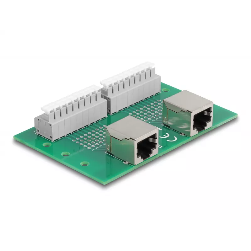Delock RJ45 2 x żeńskie do 2 x złącze zaciskowe z przyciskiem do szyny DIN (66994)