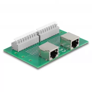 Delock RJ45 2 x żeńskie do 2 x złącze zaciskowe z przyciskiem do szyny DIN (66994)