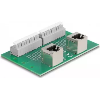 Delock RJ45 2 x żeńskie do 2 x złącze zaciskowe z przyciskiem do szyny DIN pod kątem (66995)