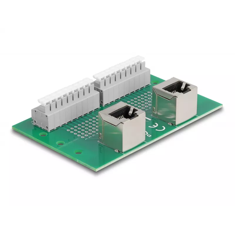 Delock RJ45 2 x żeńskie do 2 x złącze zaciskowe z przyciskiem do szyny DIN pod kątem (66995)