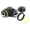 Delock Złączka RJ45 kat.6 żeńska na żeńską z gwintem M23 x 1.5 mm i nasadką ochronną, kątowa 90°, IP68, czarna