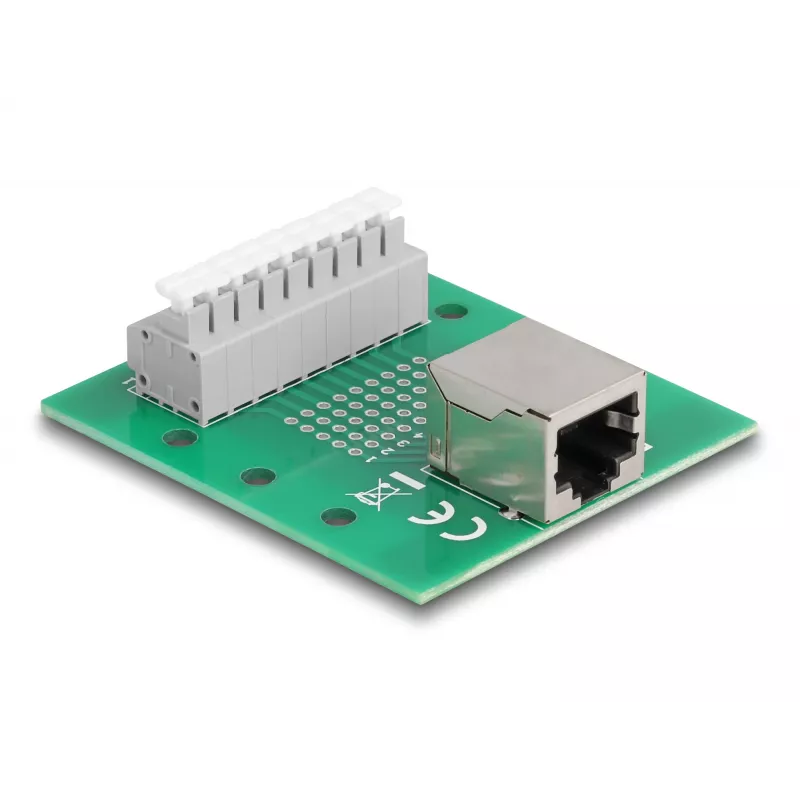 Delock RJ45 żeńskie do złącza zaciskowego z przyciskiem do szyny DIN 66992