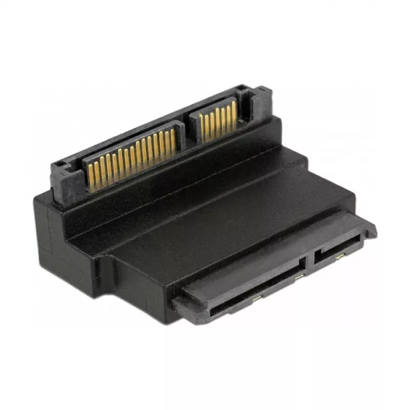 Delock SATA 22 Pin Żeński na Męski Adapter z Zatrzaskiem – Kątowy w dół