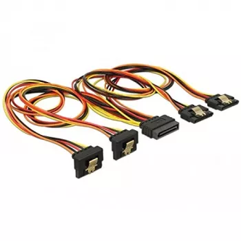 DeLOCK kabel rozdzielający zasilanie SATA 15-pin męski na 2x 15-pin żeński z metalowym klipsem, 50 cm, 3,3/5/12 V, czarny/żółty/czerwony/pomarańczowy 60152