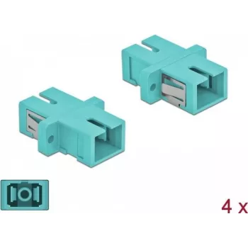 Złącze światłowodowe DeLOCK SC Multimode OM3, Simplex, jasnoniebieskie, 4 sztuki 85994