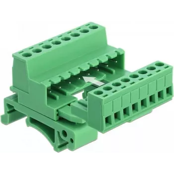 Zestaw złącz śrubowych DeLOCK na szynę DIN, 8-pin, raster 5,08 mm, kątowy, zielony