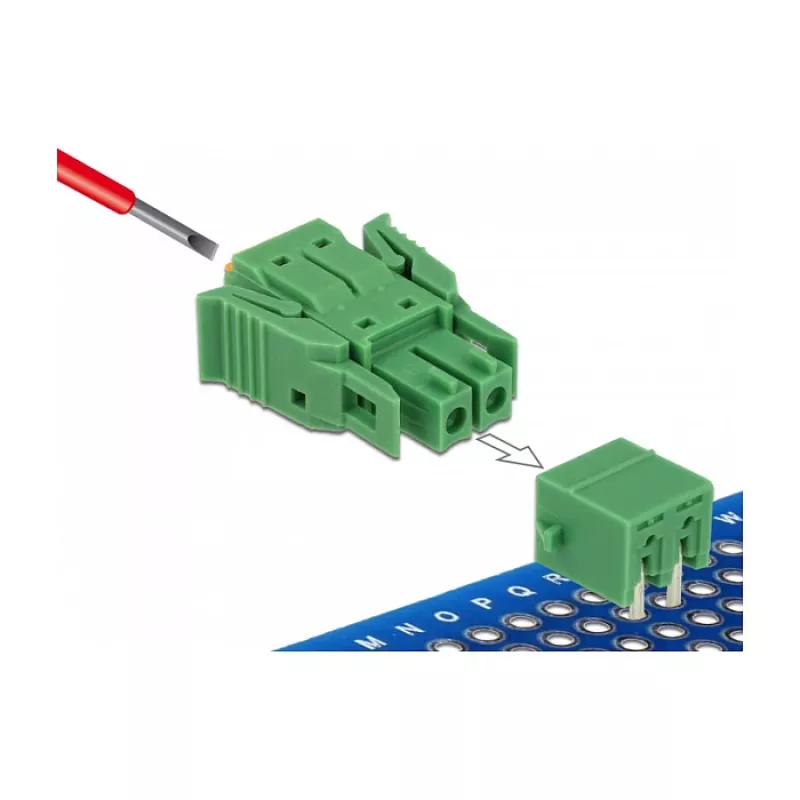 Zestaw złączy śrubowych Delock do PCB 2-pinowe, raster 3,81 mm, poziome 65952