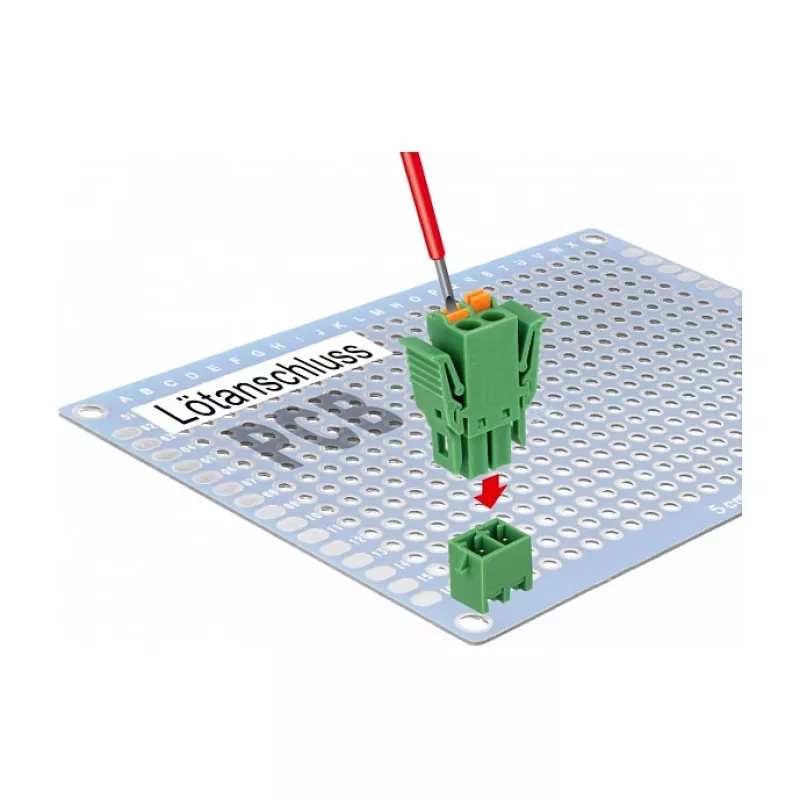 Zestaw złączy śrubowych Delock do PCB, 2-pinowe, raster 3,81 mm, pionowe (65968)