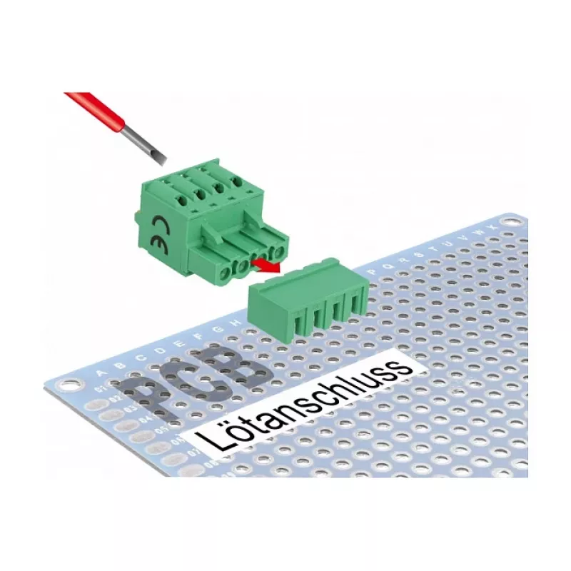 Delock zestaw złączy śrubowych do PCB 4-pinowe, raster 5,08 mm, poziome 66506