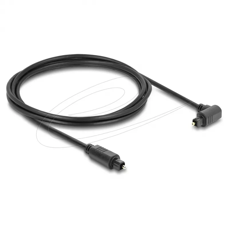 Delock Kabel TOSLINK, 90° kątowy do prostego złącza, średnica 4 mm, 2 m, czarny