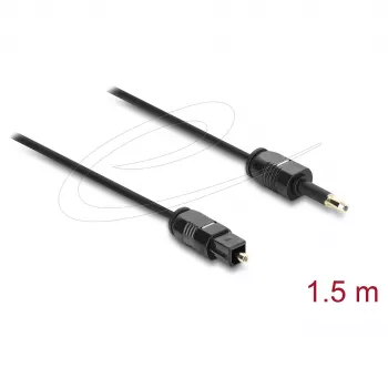 Delock Kabel TOSLINK Mini TOSLINK 3.5 mm Wtyk do TOSLINK Wtyk, Ø 2.2 mm, 1.5 m, Czarny