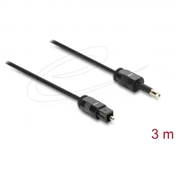 Delock Kabel TOSLINK Mini TOSLINK 3.5 mm Wtyk do TOSLINK Wtyk, Ø 2.2 mm, 3 m, Czarny