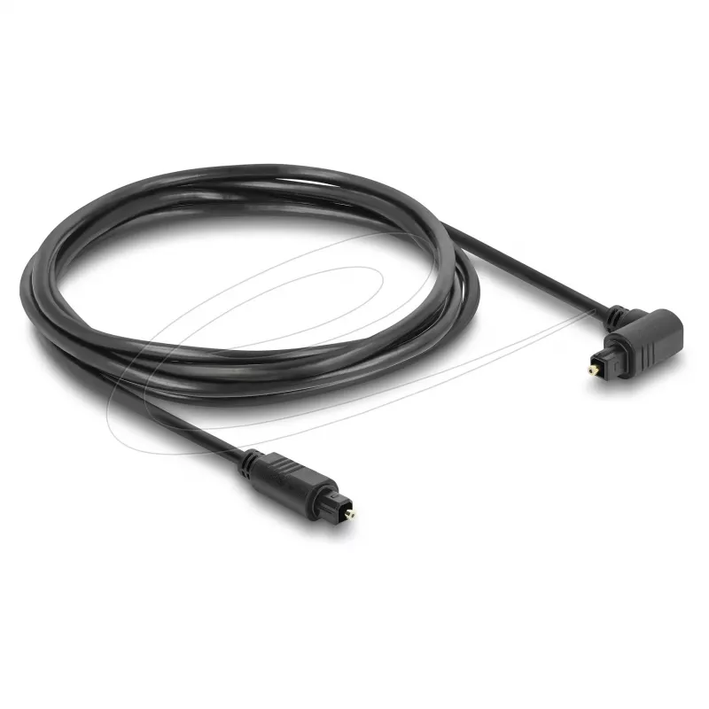 Delock TOSLINK Cyfrowy kabel audio optyczny, 90° kątowy do prostego, 1,5 m, 4 mm, Czarny