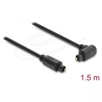 Delock TOSLINK Cyfrowy kabel audio optyczny, 90° kątowy do prostego, 1,5 m, 4 mm, Czarny