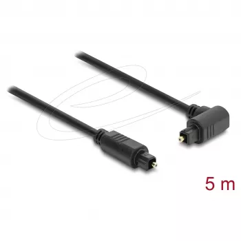 Delock optyczny kabel audio TOSLINK 5m, złącza kątowe 90° do prostych, 4mm, czarny