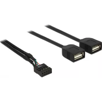 Delock kabel adaptera USB 2.0 z żeńskim złączem pinowym na 2 x żeńskie Type-A 40 cm 83823